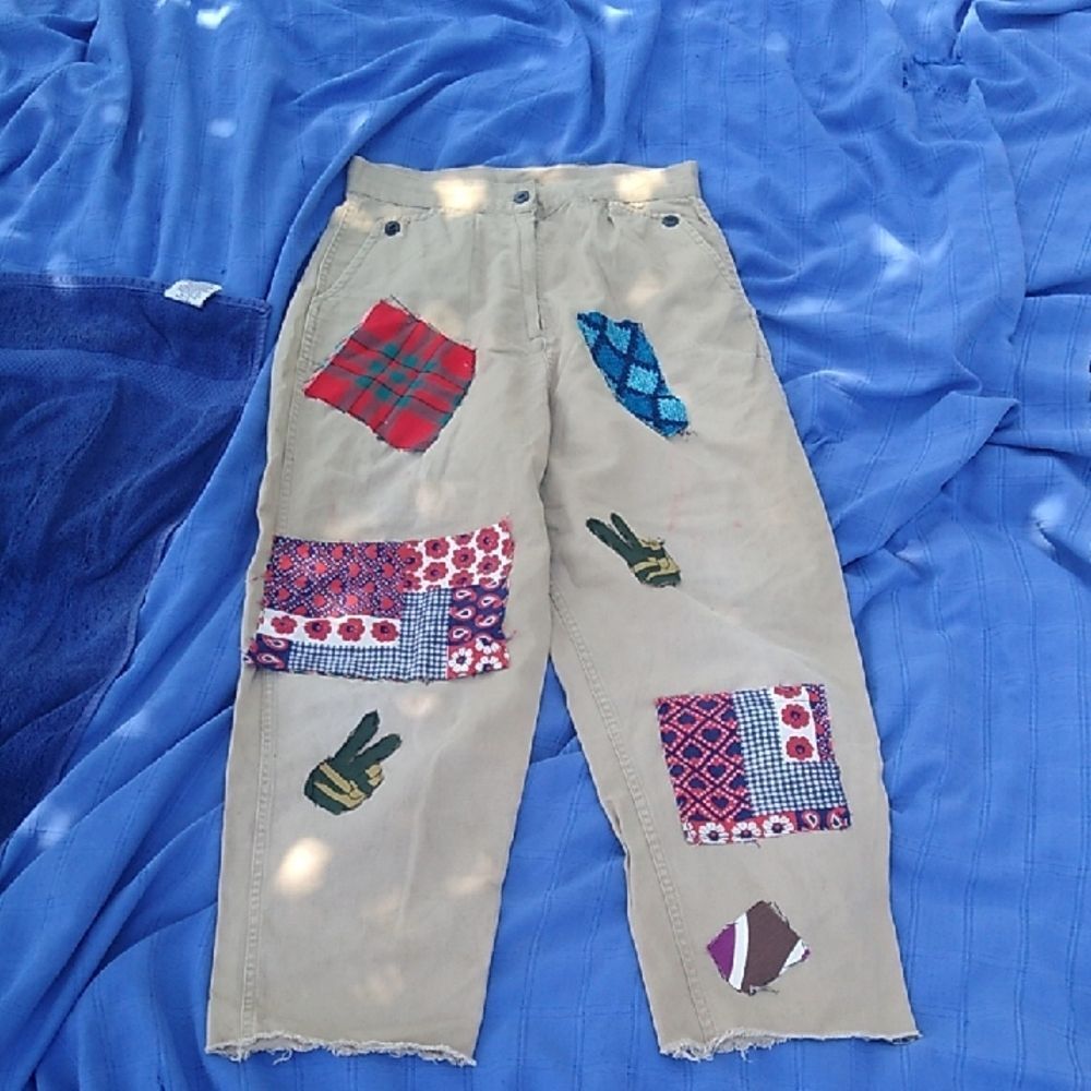 Antique Hobo/Bum Patchwork Beige Pants Halloween Costume